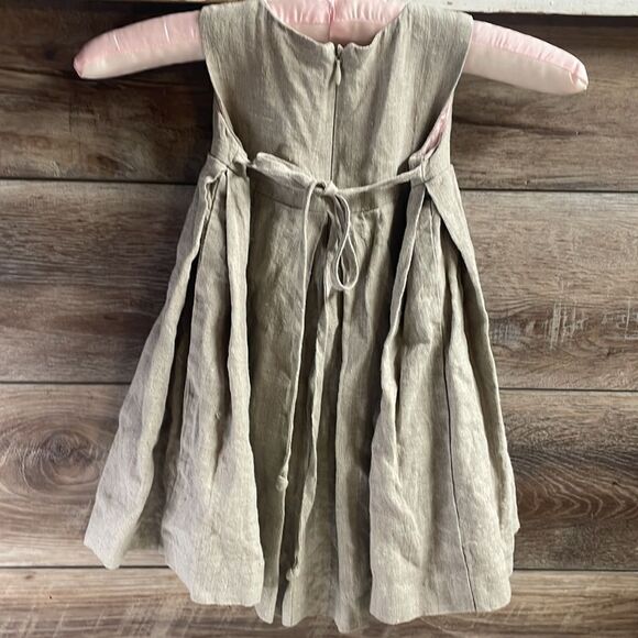 Cottontail Originals Girls Linen Vintage Dress Sz 18mths Gray Pink Attached Slip - Picture 6 of 7